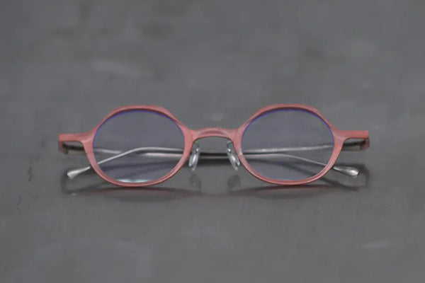 Rigards polygonal high degree handmade copper glasses RG0128CU series set RG-RG0128CU-XKTM rust color frame transparent lens